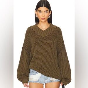 FP Movement by Free People Khaki V-Neck Sweater